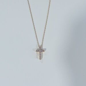 Diamond and Gold Cross Pendant Necklace